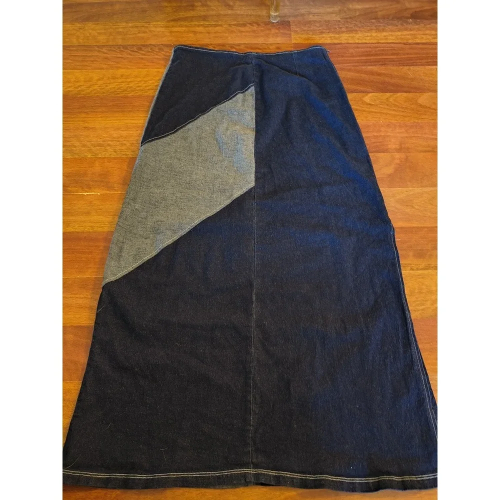 Rave Stretch Denim Patchwork Maxi Skirt XL - Picture 3 of 13